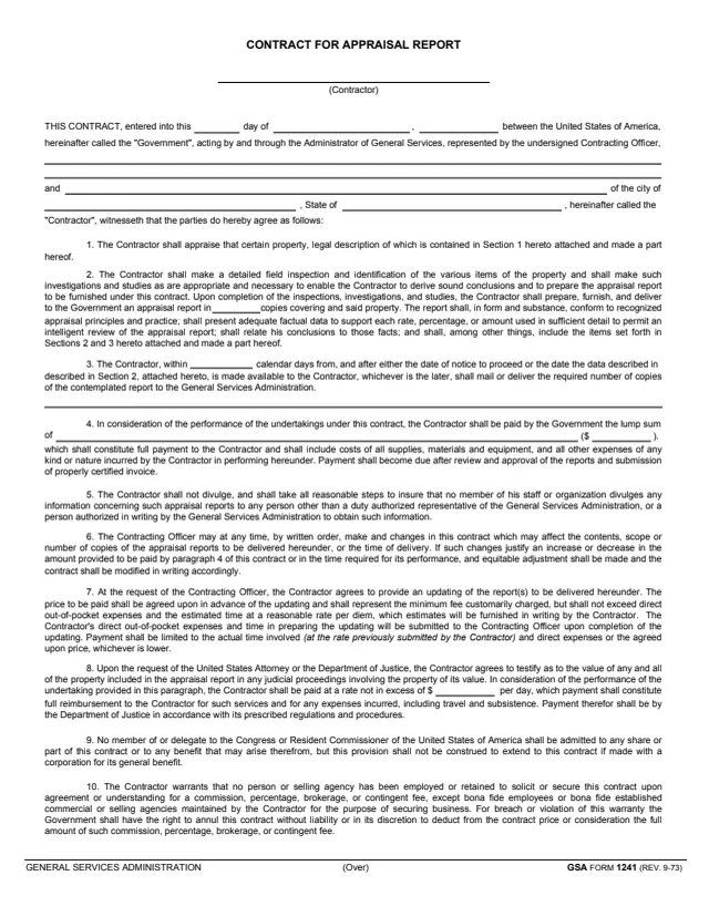 Page 1 of form GSA1241