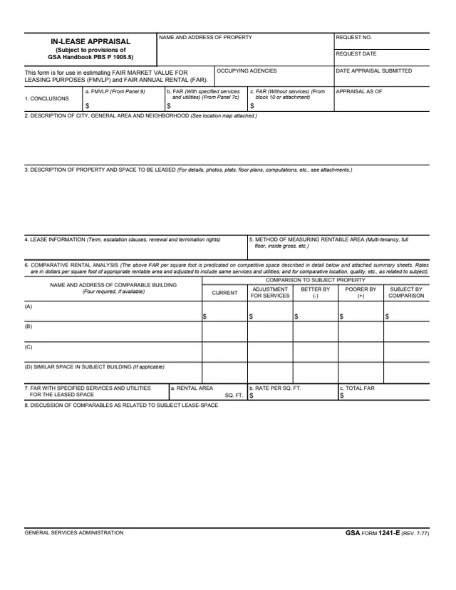 Page 1 of form GSA1241E