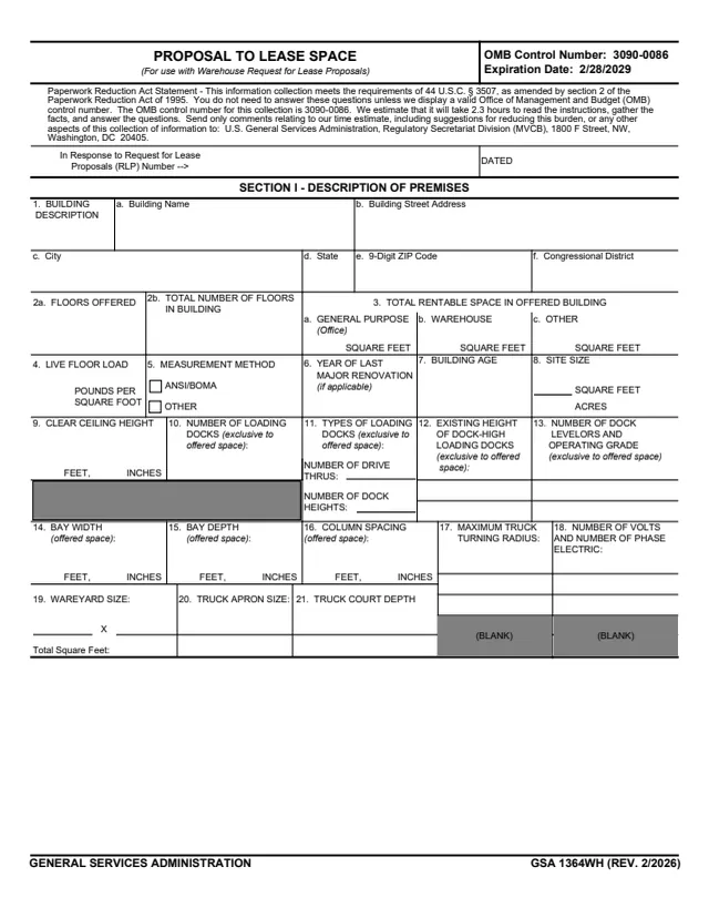 Page 1 of form GSA1364WH