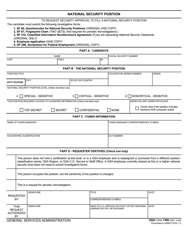 Page 1 of form GSA1380