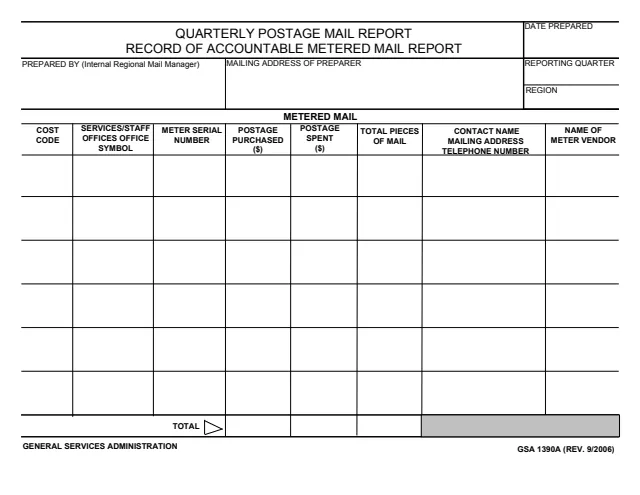 Page 1 of form GSA1390A