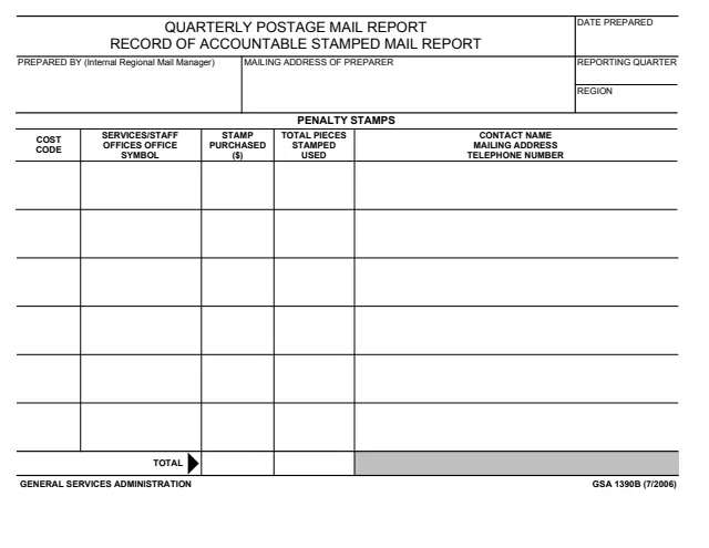 Page 1 of form GSA1390B