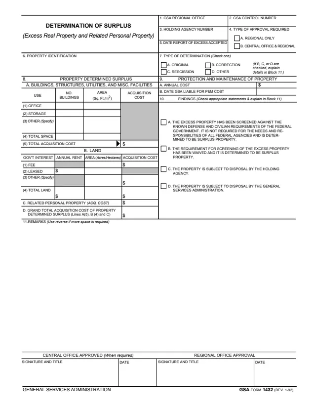 Page 1 of form GSA1432
