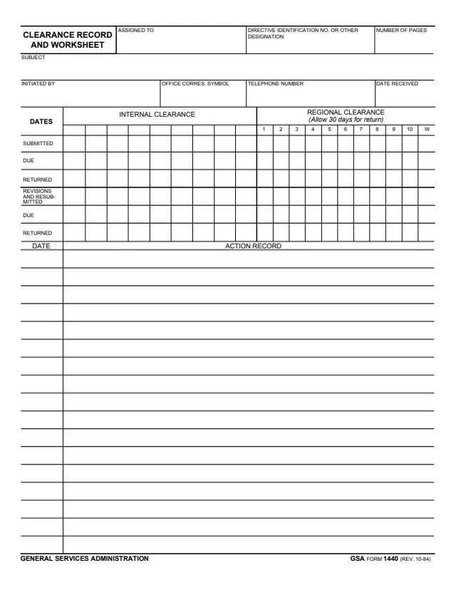 Page 1 of form GSA1440
