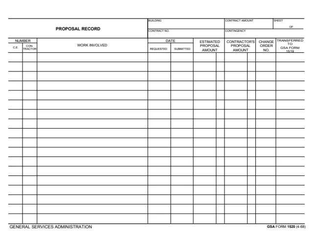 Page 1 of form GSA1520