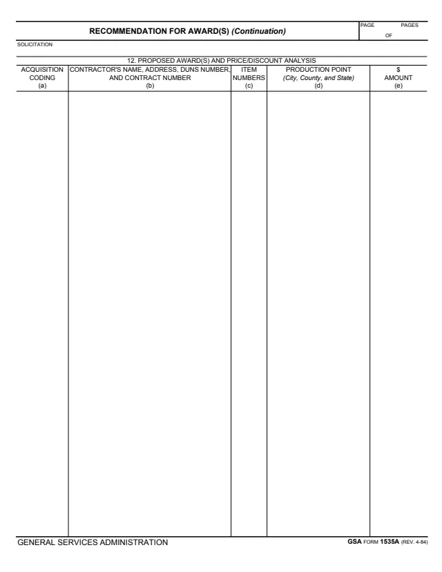 Page 1 of form GSA1535A