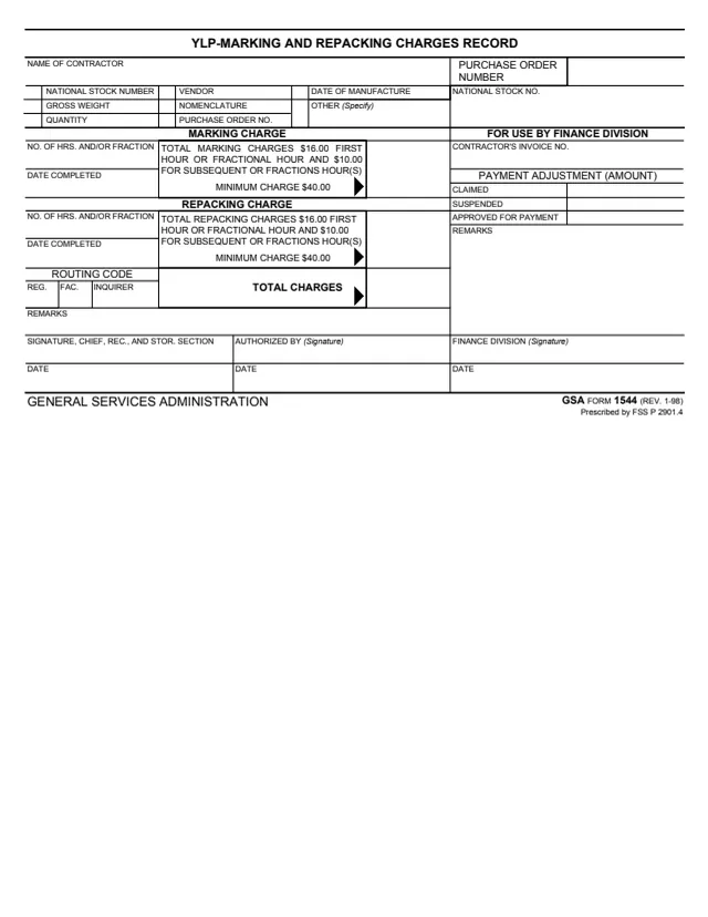 Page 1 of form GSA1544