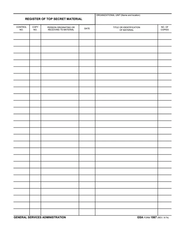 Page 1 of form GSA1567