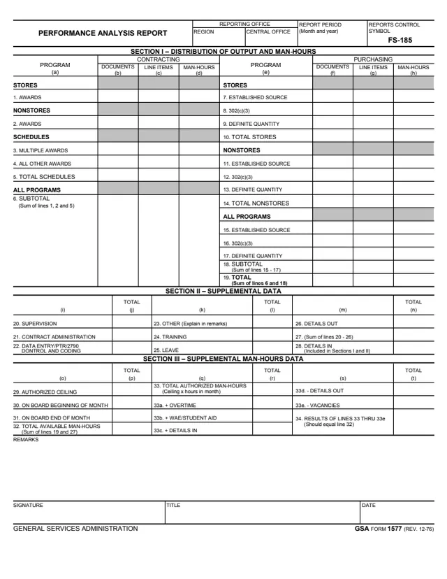 Page 1 of form GSA1577