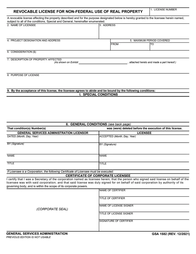 Page 1 of form GSA1582