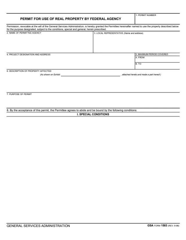 Page 1 of form GSA1583