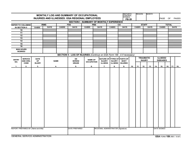 Page 1 of form GSA159