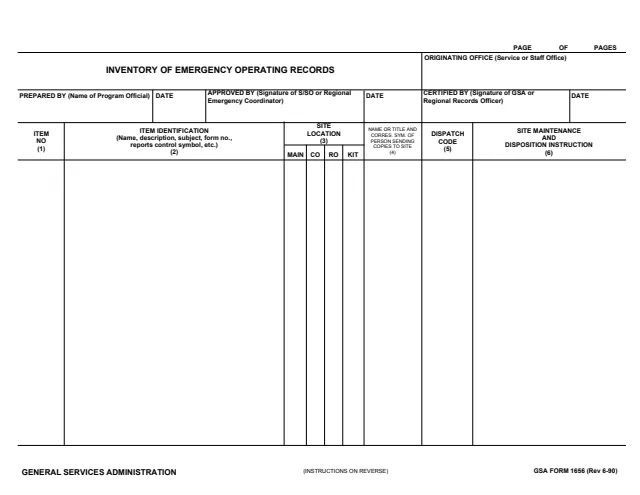 Page 1 of form GSA1656