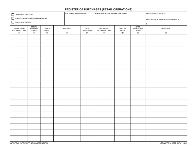 Page 1 of form GSA1667