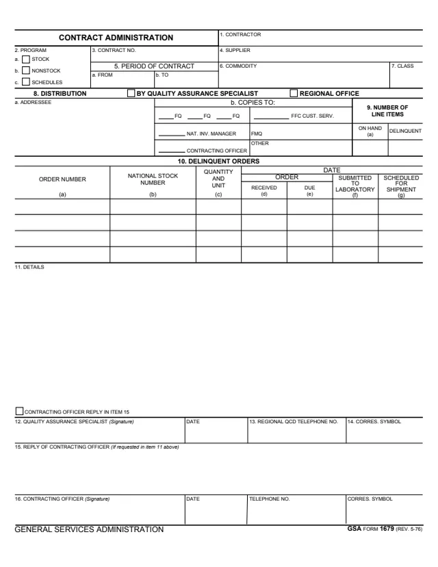Page 1 of form GSA1679