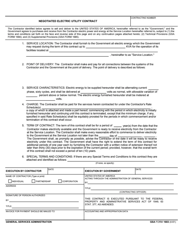 Page 1 of form GSA1683