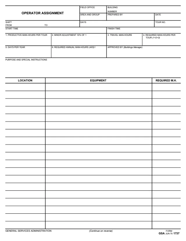 Page 1 of form GSA1737