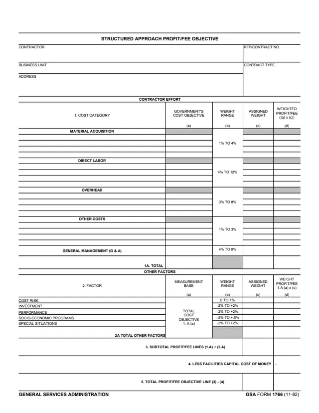 Page 1 of form GSA1766