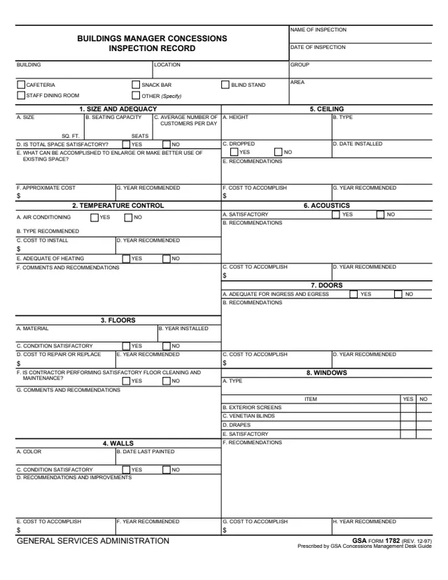 Page 1 of form GSA1782