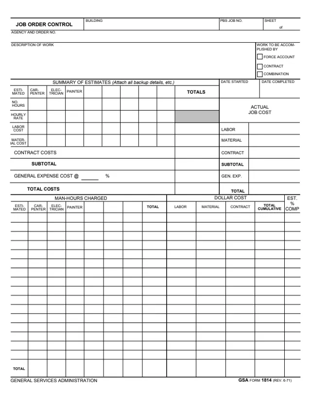 Page 1 of form GSA1814