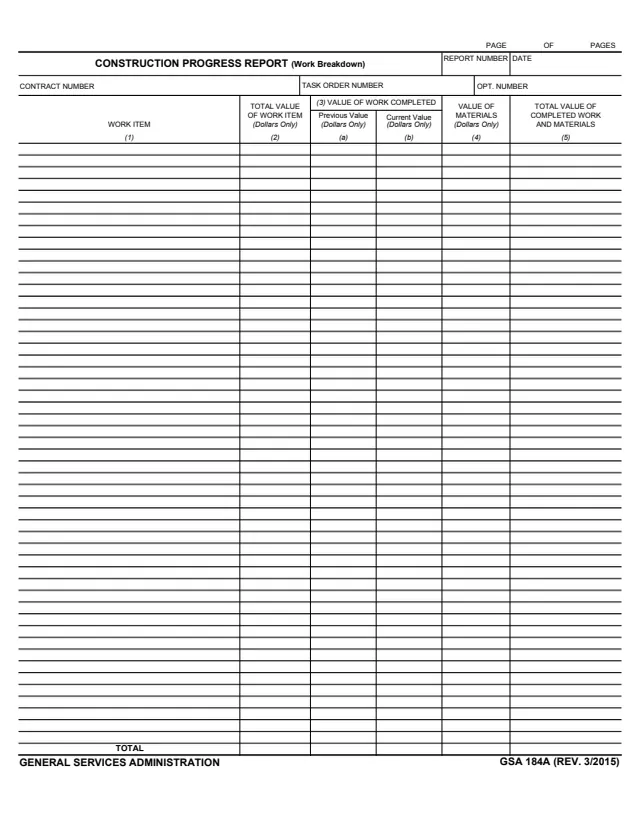 Page 1 of form GSA184A