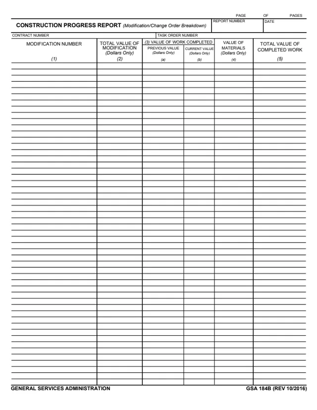 Page 1 of form GSA184B