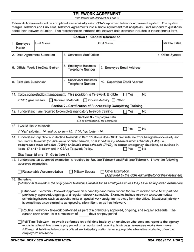 Page 1 of form GSA1996