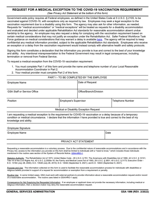 Page 1 of form GSA19M
