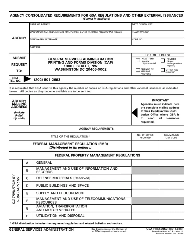 Page 1 of form GSA2053