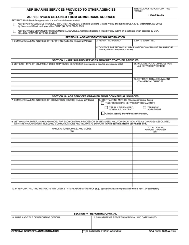 Page 1 of form GSA2068A