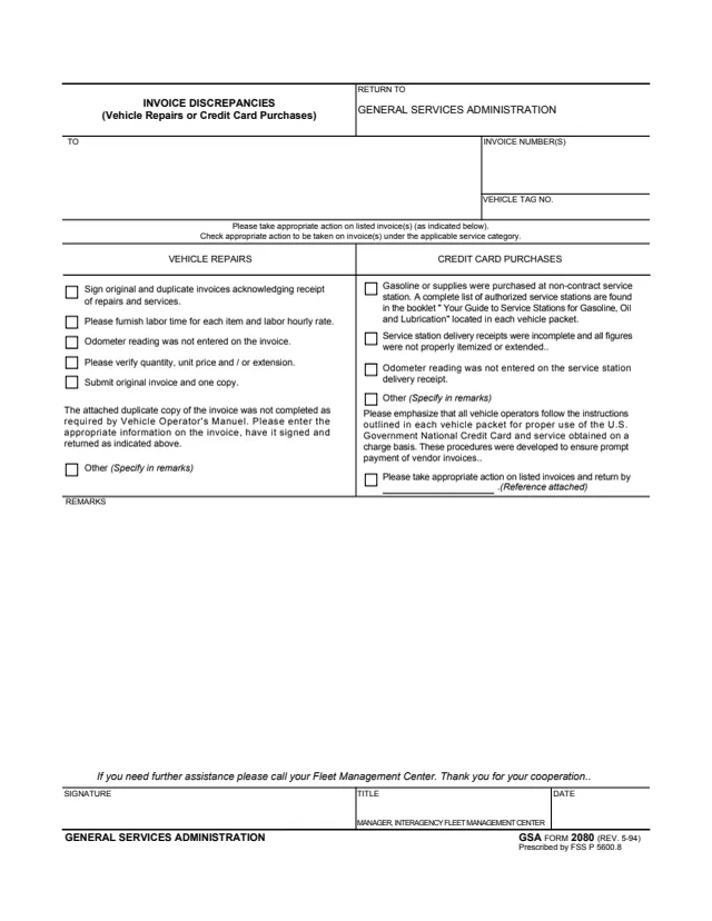 Page 1 of form GSA2080