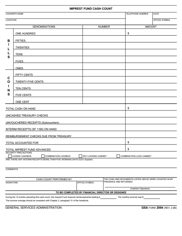 Page 1 of form GSA2094