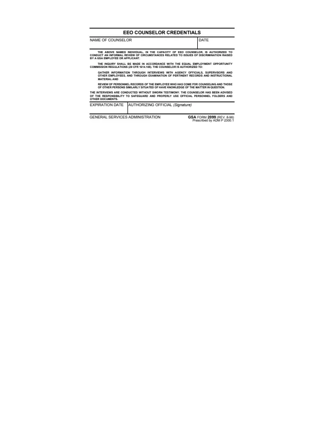 Page 1 of form GSA2099