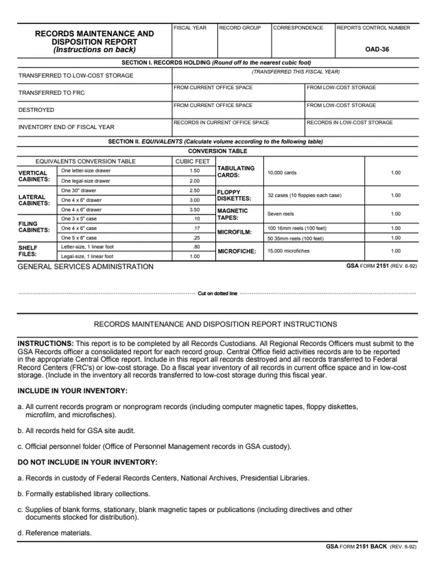 Page 1 of form GSA2151