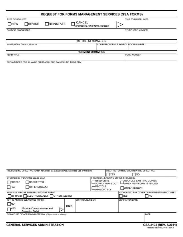 Page 1 of form GSA2192
