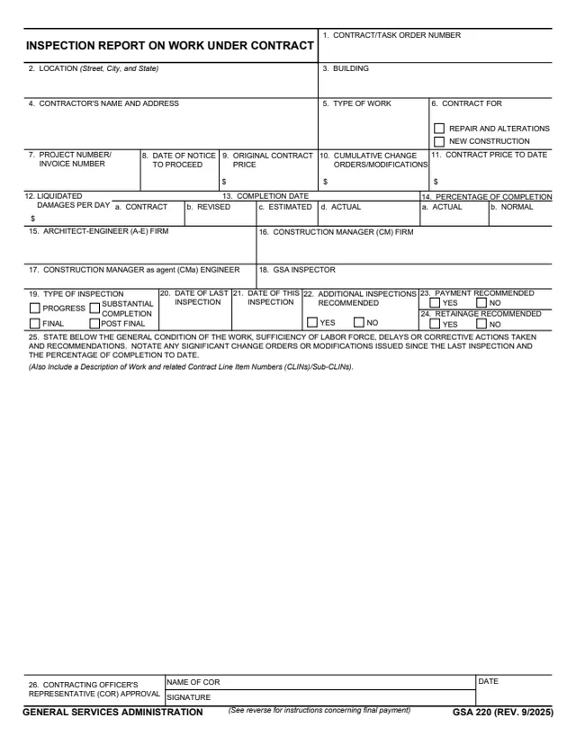 Page 1 of form GSA220
