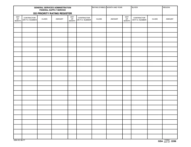 Page 1 of form GSA2206