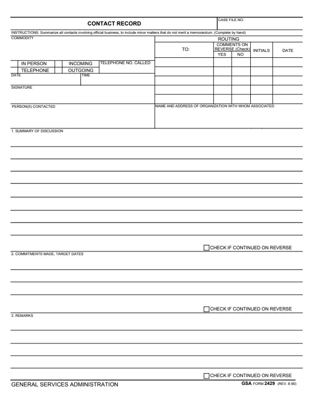 Page 1 of form GSA2429