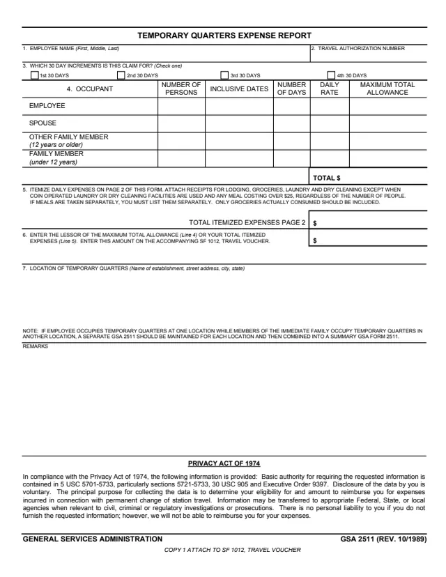 Page 1 of form GSA2511