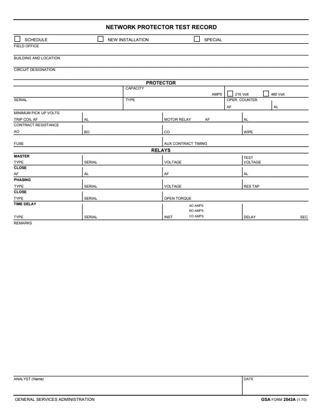 Page 1 of form GSA2543A