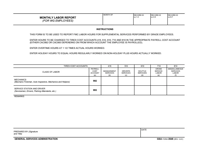 Page 1 of form GSA2548