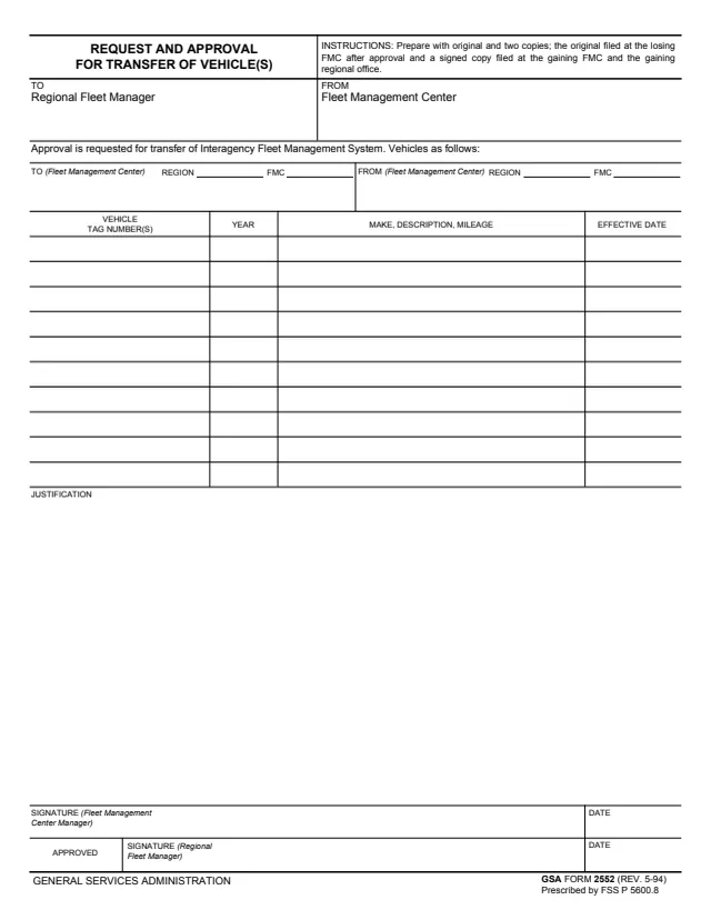 Page 1 of form GSA2552