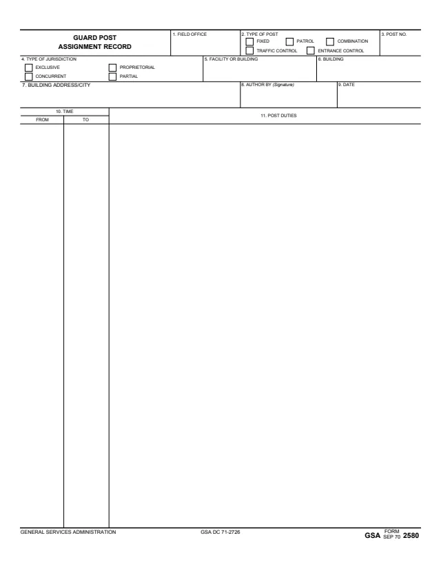 Page 1 of form GSA2580