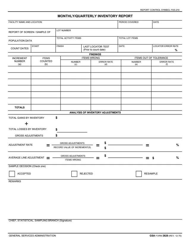 Page 1 of form GSA2620