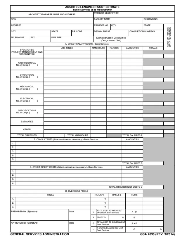 Page 1 of form GSA2630
