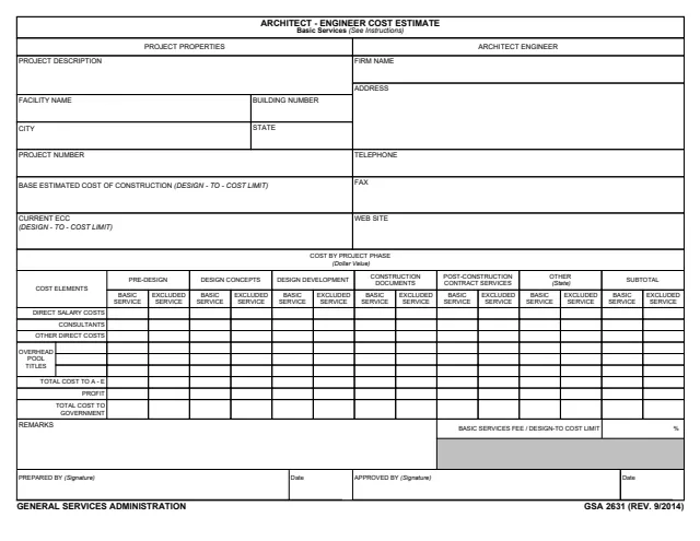Page 1 of form GSA2631