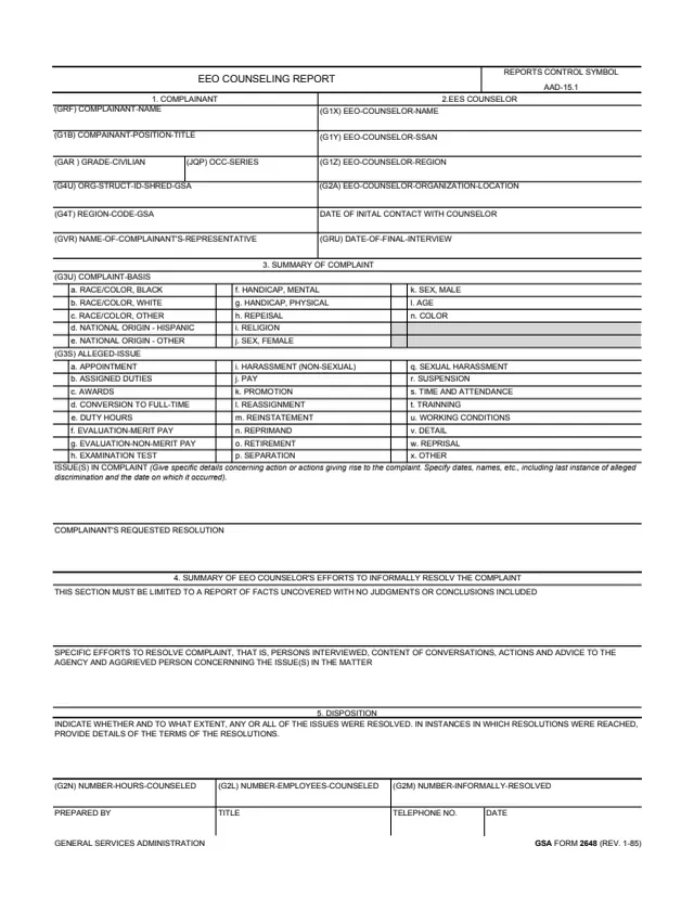 Page 1 of form GSA2648