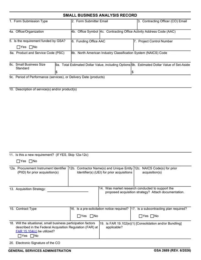 Page 1 of form GSA2689