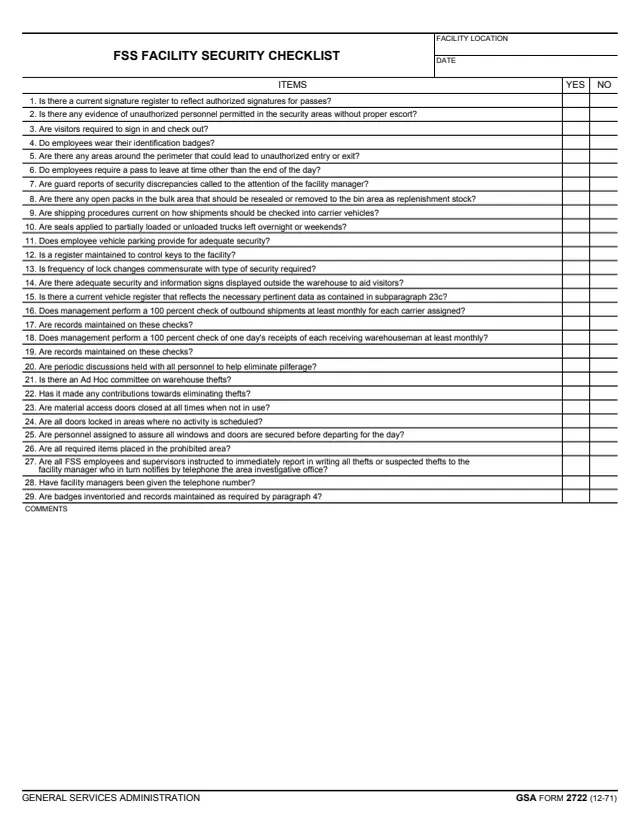 Page 1 of form GSA2722