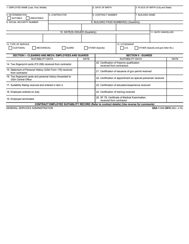 Page 1 of form GSA2910